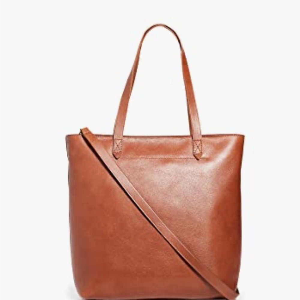 Madewell Medium Zip top transport Brown Leather Tote Bag